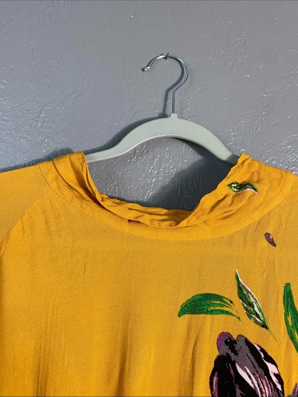 Free People Gemma Tunic Dress XS Mustard Floral Open Back Tie Boho Mini